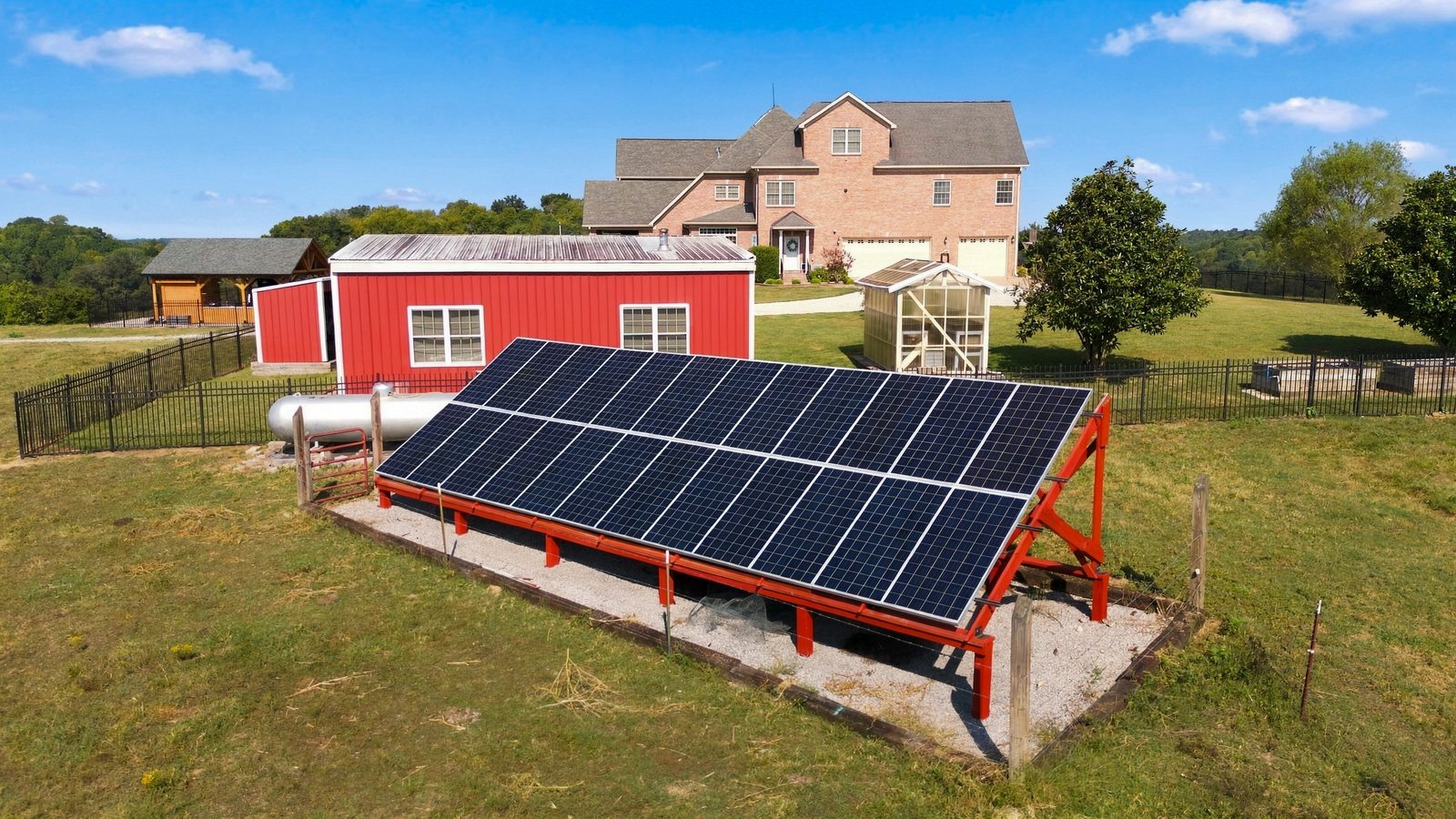 The off-grid solar array providing emergency power to the property